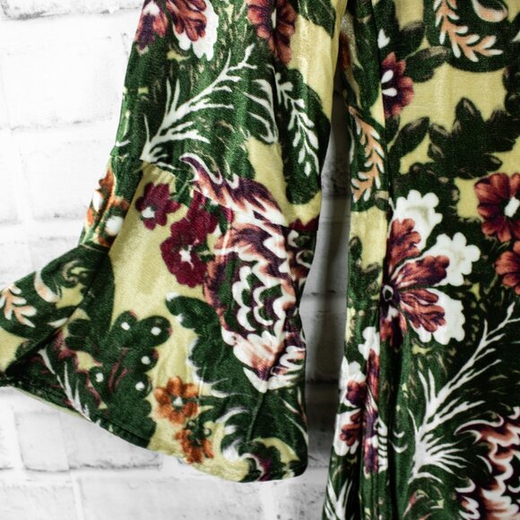 Jeremy Scott Velvet Floral Mini Dress Size 8 A Line‎ Three Quarter Sleeve Ruffle - Picture 5 of 10